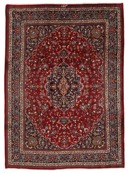  Orientalsk Mashad Teppe 245X343 Svart/Mørk Rød Ull, Persia/Iran Carpetvista