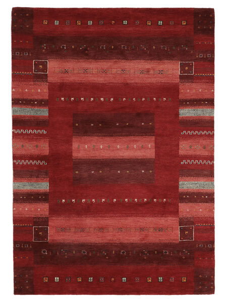 170X243 絨毯 ギャッベ Loribaft モダン ダークレッド/ブラック (ウール, インド) Carpetvista
