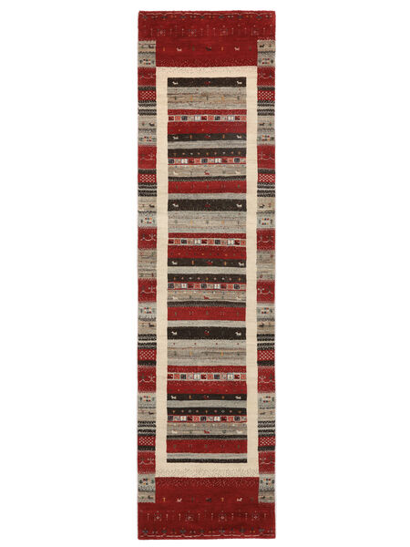 80X306 Tapis Gabbeh Loribaft Moderne De Couloir Rouge Foncé/Marron (Laine, Inde) Carpetvista