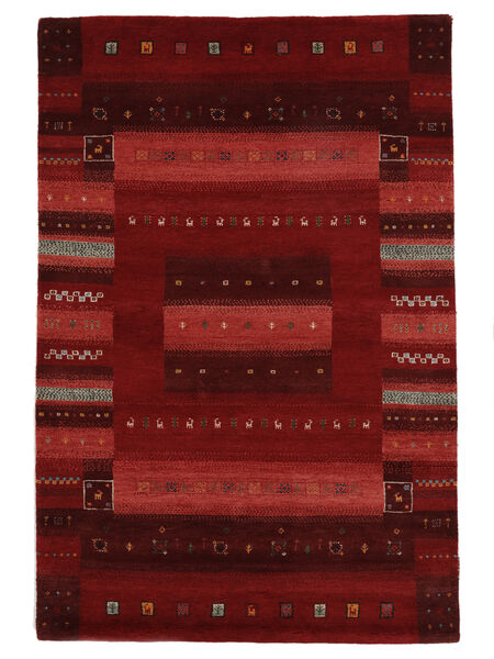 絨毯 ギャッベ Loribaft 119X176 ブラック/ダークレッド (ウール, インド)