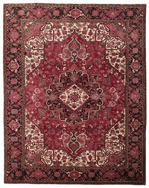  Oriental Heriz Rug 296X373 Dark Red/Black Large Wool, Persia/Iran