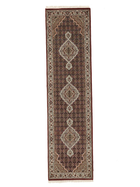 80X306 絨毯 タブリーズ Royal オリエンタル 廊下 カーペット 茶色/ブラック (ウール, インド) Carpetvista
