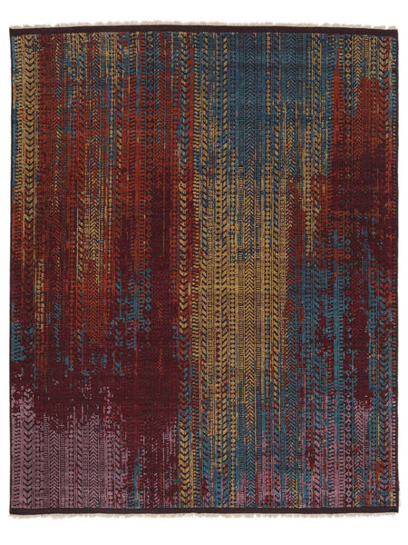 249X312 Alfombra Grass Moderna Negro/Rojo Oscuro (Lana, India) Carpetvista