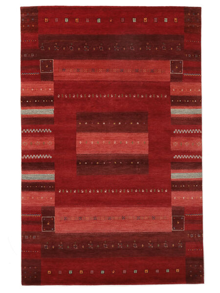 195X300 絨毯 ギャッベ Loribaft モダン ダークレッド/ブラック (ウール, インド) Carpetvista