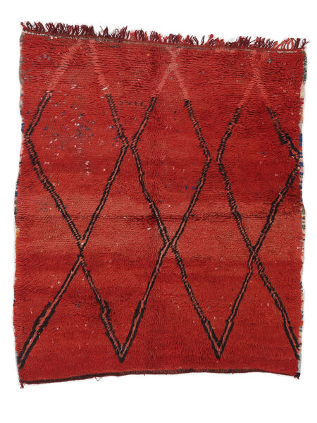 140X160 Berber Moroccan - Mid Atlas Vintage Teppich Moderner Dunkelrot/Schwarz (Wolle, Marokko) Carpetvista