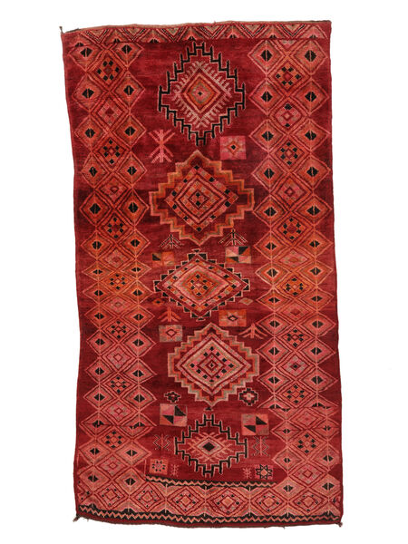192X378 Berber Moroccan - Mid Atlas Vin Tage Matto Moderni Käytävämatto Tummanpunainen/Punainen (Villa, Marokko) Carpetvista