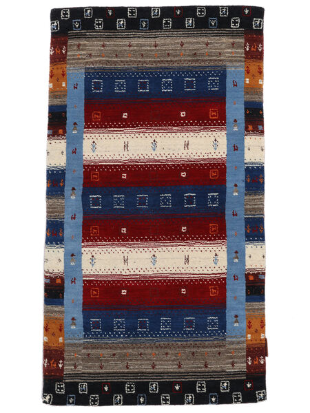 80X146 絨毯 ギャッベ Loribaft モダン ブラック/ダークレッド (ウール, インド) Carpetvista