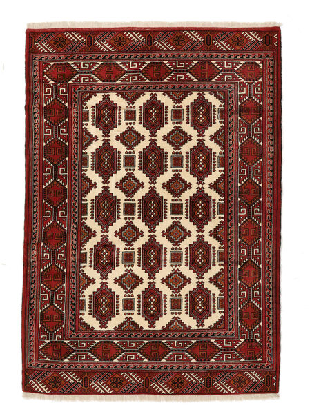  Turkaman Tappeto 139X199 Persiano Di Lana Nero/Rosso Scuro Piccolo Carpetvista