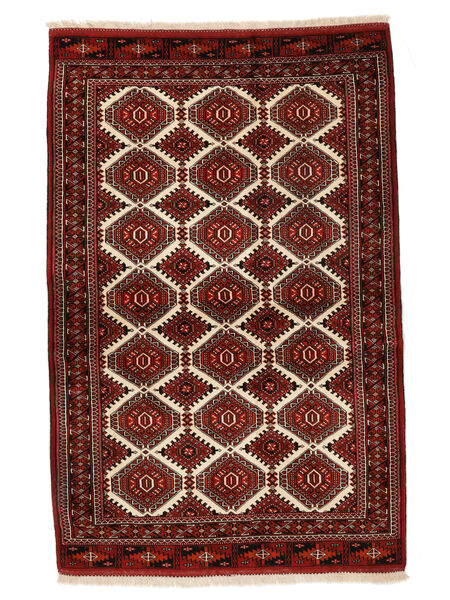  Turkaman Tappeto 135X202 Persiano Di Lana Nero/Rosso Scuro Piccolo Carpetvista