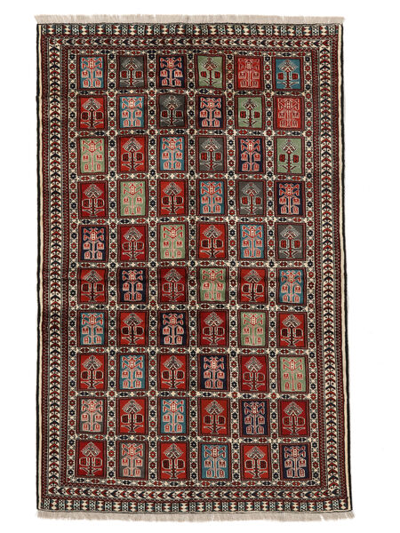 Turkaman Tepih 152X239 Perzijski Vuneni Crna/Tamno Crvena Mali Sag Carpetvista