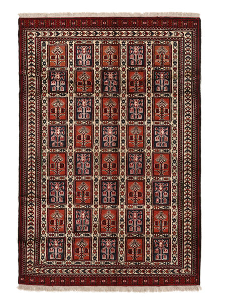  Turkaman Szőnyeg 135X200 Perzsa Gyapjúszőnyeg Fekete/Sötétpiros Kicsi Carpetvista
