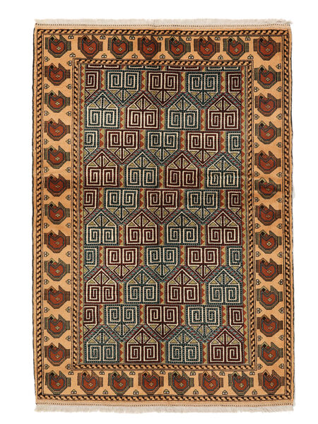 138X198 Turkaman Vloerkleed Oosters Bruin/Zwart (Wol, Perzië/Iran) Carpetvista