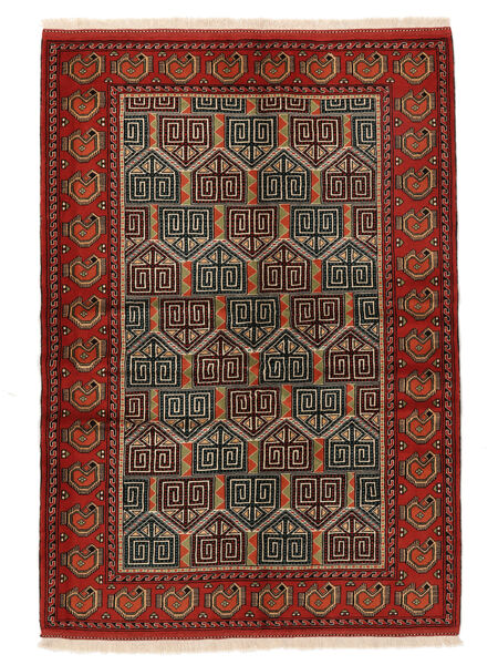  Turkaman Rug 139X194 Persian Wool Black/Dark Red Small 