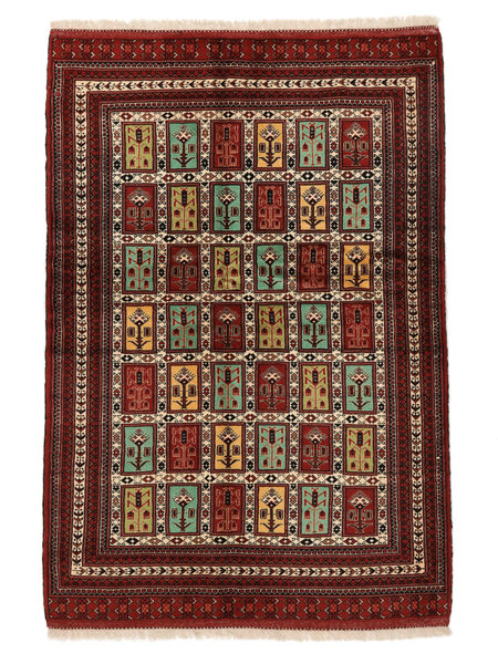 Turkaman Tappeto 132X193 Persiano Di Lana Nero/Rosso Scuro Piccolo Carpetvista