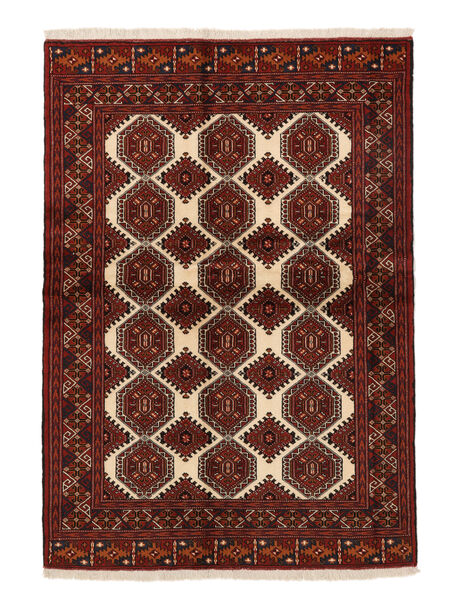 135X192 Alfombra Turkaman Oriental Negro/Rojo Oscuro (Lana, Persia/Irán) Carpetvista