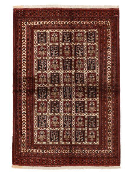 138X198 Dywan Turkmeński Orientalny Czarny/Ciemnoczerwony (Wełna, Persja/Iran) Carpetvista