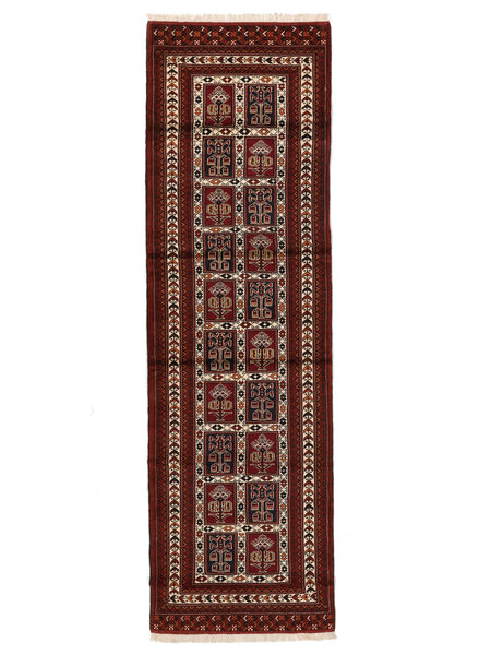  Perzisch Turkaman Vloerkleed 84X279 Tapijtloper Zwart/Bruin (Wol, Perzië/Iran)