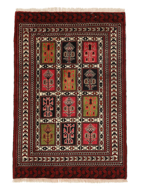  Orientalsk Turkaman Tæppe 83X122 Sort/Mørkerød Uld, Persien/Iran Carpetvista