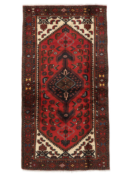  Itämainen Hamadan Matot Matto 103X194 Musta/Tummanpunainen (Villa, Persia/Iran)