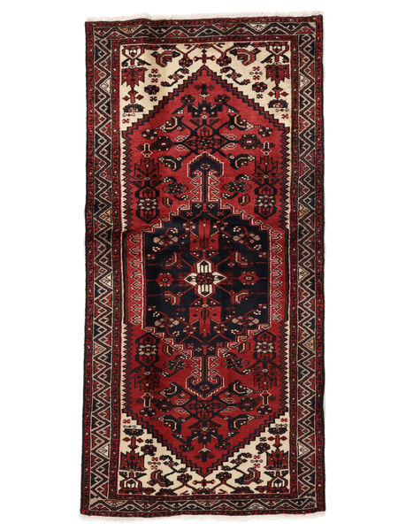  Oriental Hamadan Rug 95X200 Black/Dark Red Wool, Persia/Iran Carpetvista