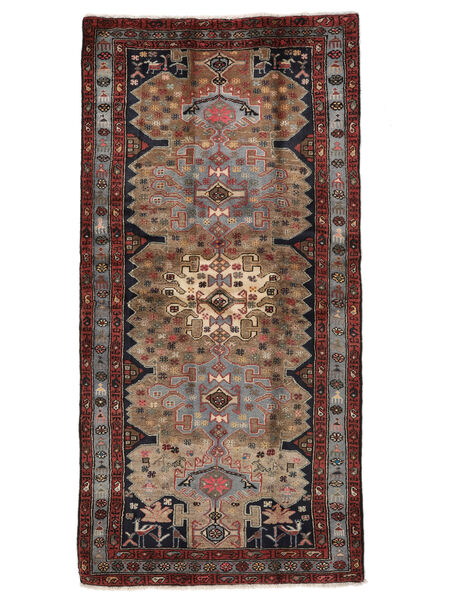 Hamadan Rug 105X213 Black/Brown Wool, Persia/Iran Carpetvista