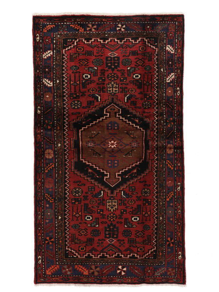 104X190 Hamadan Matta Orientalisk Svart/Mörkröd (Ull, Persien/Iran)