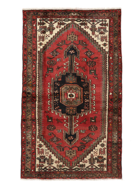  Oriental Hamadan Rug 102X186 Black/Dark Red Wool, Persia/Iran Carpetvista