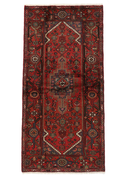  Orientalischer Hamadan Teppich 103X206 Schwarz/Dunkelrot Wolle, Persien/Iran Carpetvista