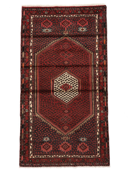 絨毯 ハマダン 105X194 ブラック/ダークレッド (ウール, ペルシャ/イラン)
