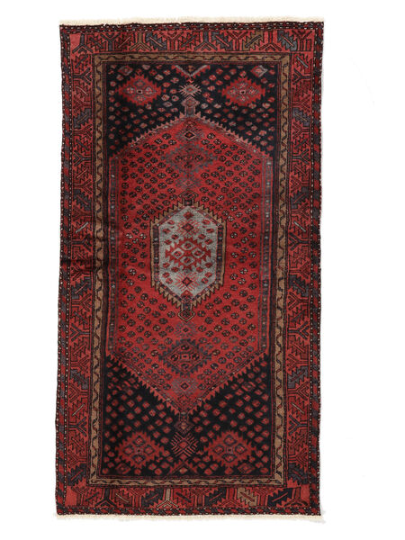  Hamadan Rug 103X191 Persian Wool Black/Dark Red Small Carpetvista