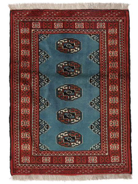 Tapis Turkaman 84X112 Noir/Rouge Foncé (Laine, Perse/Iran)