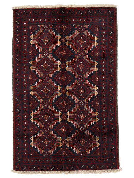 82X128 Dywan Orientalny Beludż Czarny/Ciemnoczerwony (Wełna, Persja/Iran) Carpetvista
