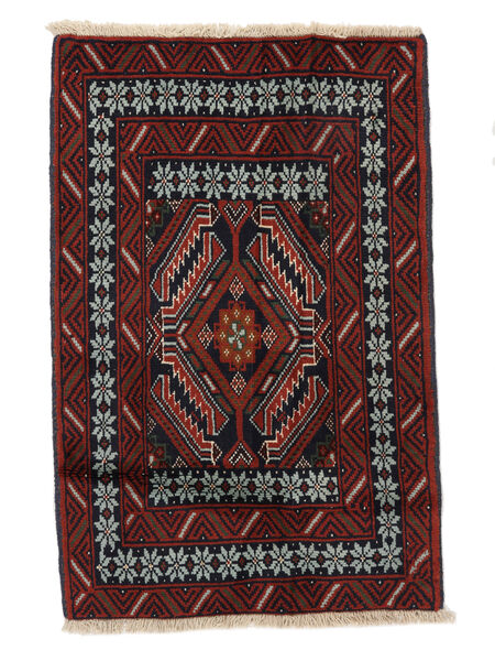 83X124 Dywan Beludż Orientalny Czarny/Ciemnoczerwony (Wełna, Persja/Iran) Carpetvista