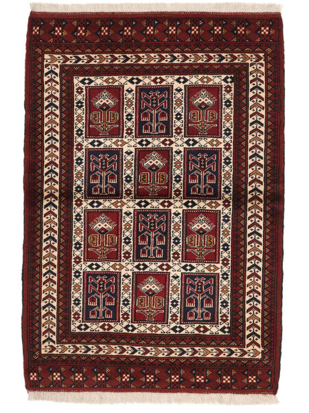  Oosters Turkaman Vloerkleed 84X123 Zwart/Donkerrood Wol, Perzië/Iran Carpetvista