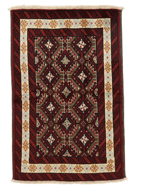 Beluch Vloerkleed 82X126 Zwart/Oranje Wol, Perzië/Iran Carpetvista