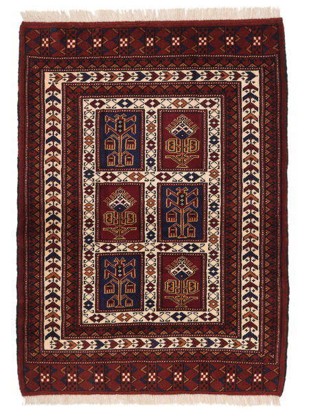  Orientalsk Turkaman Tæppe 87X117 Sort/Mørkerød Uld, Persien/Iran Carpetvista