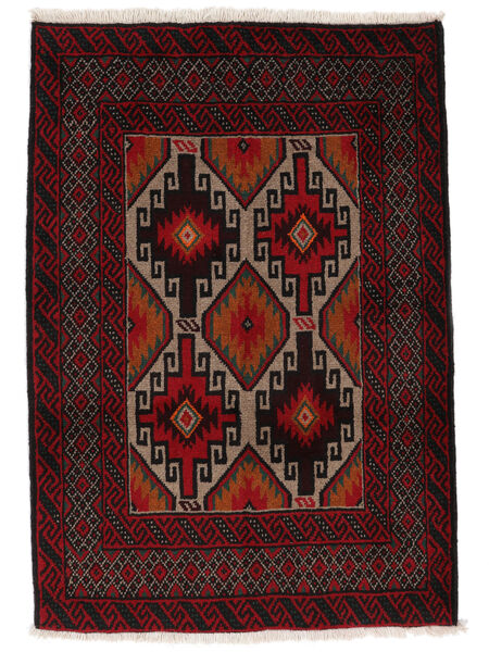 80X116 Tapis D'orient Baloutche Noir/Rouge Foncé (Laine, Perse/Iran) Carpetvista