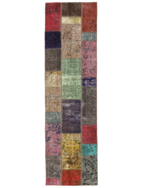  73X257 Patchwork Teppich Läufer Dunkelrot/Schwarz Persien/Iran Carpetvista