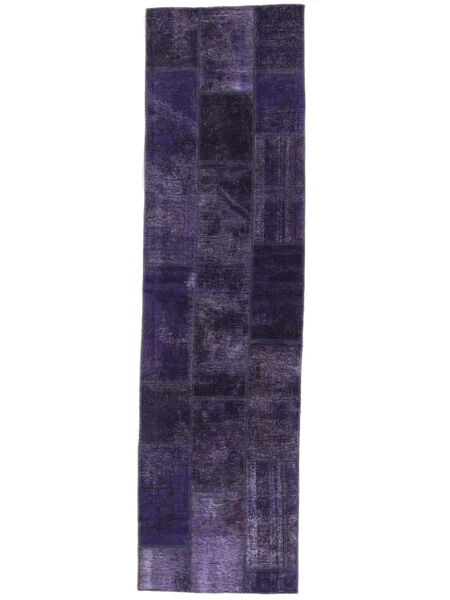 82X300 Patchwork Rug Modern Runner
 Black/Dark Purple (Wool, Persia/Iran) Carpetvista