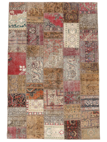 205X312 Tapis Patchwork Moderne Marron/Rouge Foncé (Laine, Perse/Iran)