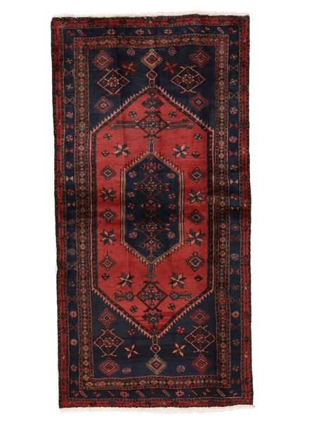  Orientalsk Hamadan Teppe 101X205 Svart/Mørk Rød Ull, Persia/Iran Carpetvista