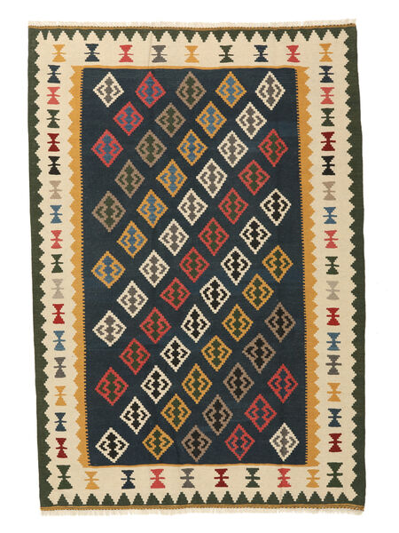 絨毯 ペルシャ キリム ファーシュ 204X300 ブラック/茶色 (ウール, ペルシャ/イラン)
