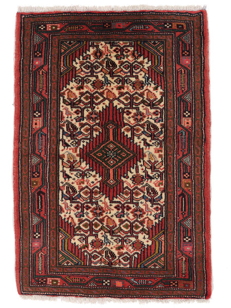  Orientalischer Asadabad Teppich 64X94 Schwarz/Dunkelrot Wolle, Persien/Iran Carpetvista