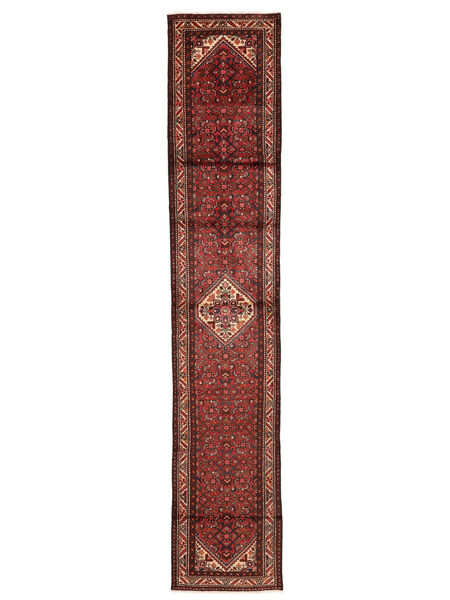 絨毯 ホセイナバード 85X442 廊下 カーペット ダークレッド/ブラック (ウール, ペルシャ/イラン)