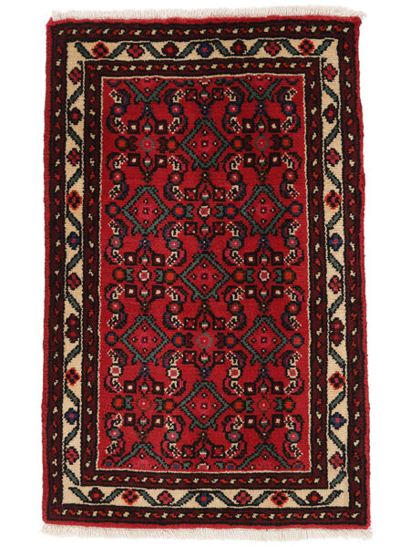 58X93 Tappeto Orientale Hosseinabad Nero/Rosso Scuro (Lana, Persia/Iran) Carpetvista