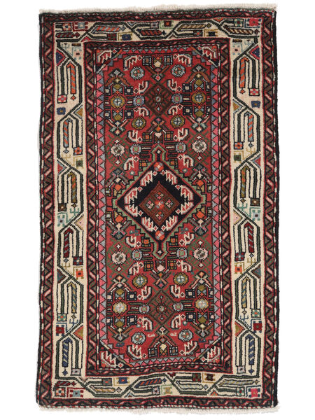  Orientalischer Asadabad Teppich 62X104 Schwarz/Dunkelrot Wolle, Persien/Iran Carpetvista