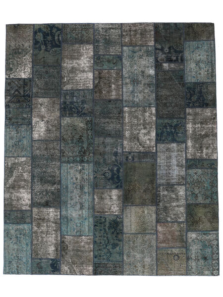  Patchwork Szőnyeg 254X299 Vintage Perzsa Gyapjúszőnyeg Fekete/Sötétszürke Nagy Carpetvista
