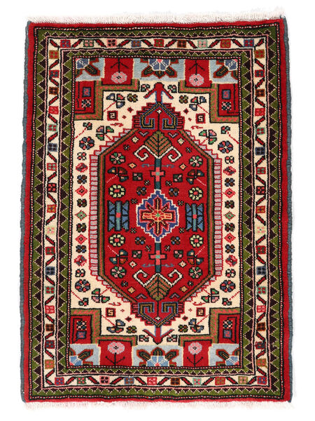 62X86 Hamadan Teppe Orientalsk Svart/Mørk Rød (Ull, Persia/Iran) Carpetvista