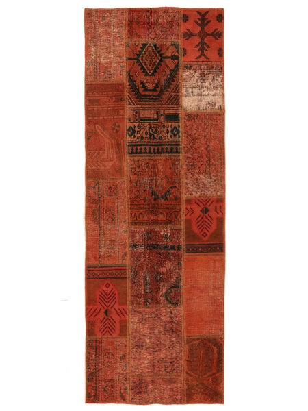 74X209 絨毯 パッチワーク モダン 廊下 カーペット ダークレッド/ブラック (ウール, ペルシャ/イラン) Carpetvista