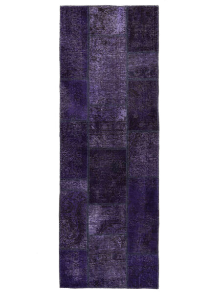 Patchwork Rug 74X211 Runner
 Black/Dark Purple Wool, Persia/Iran Carpetvista